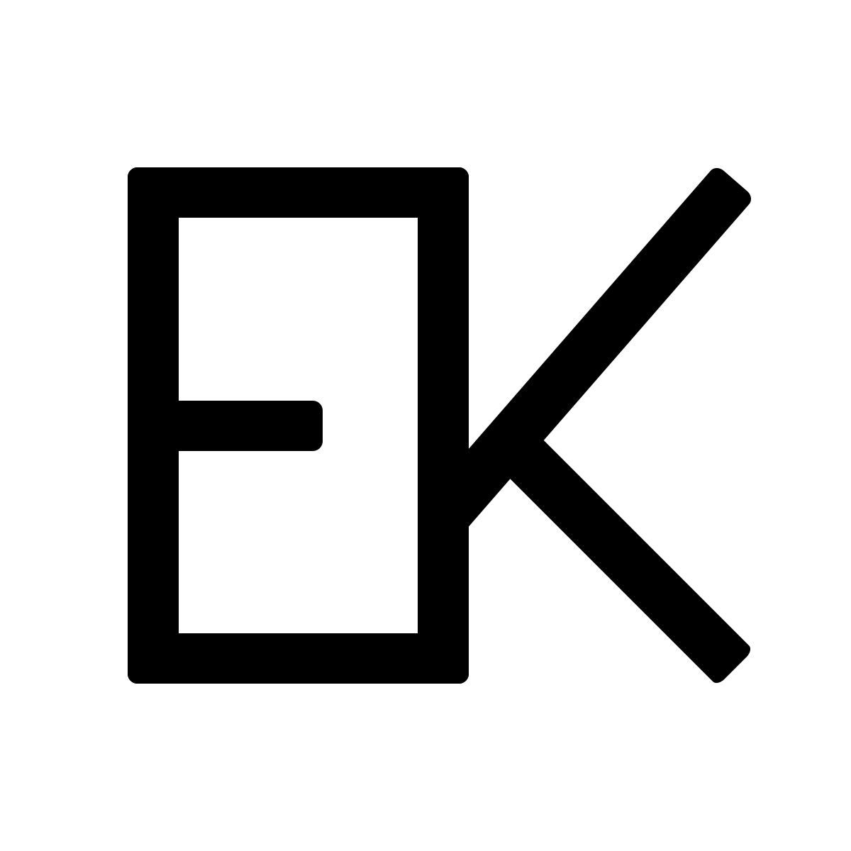 Logo showing letters E and K.